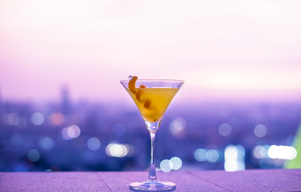 Orange cocktail at a rooftop